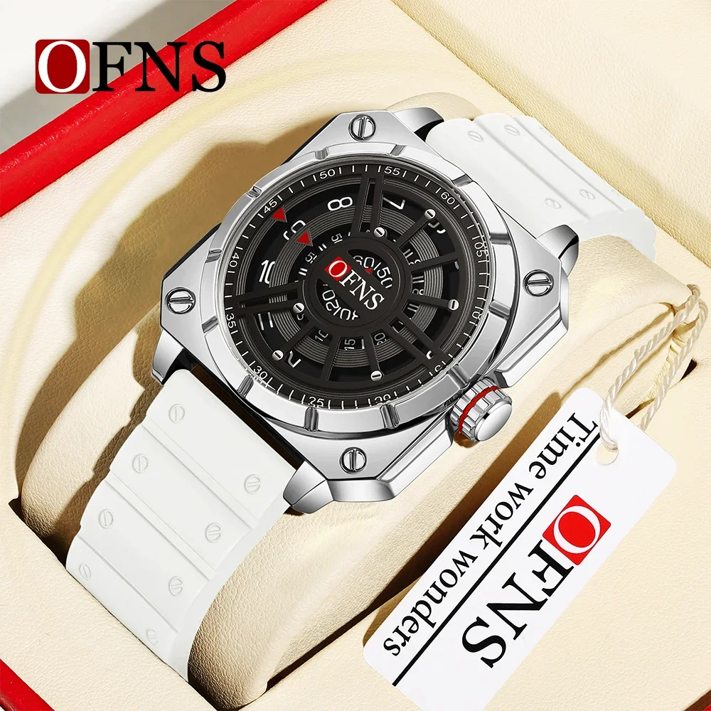 OFNS New 8026 Men's Quartz Watch Personalized and Creative Cool Dazzling Fashionable Large dial Business Waterproof Men's Watch