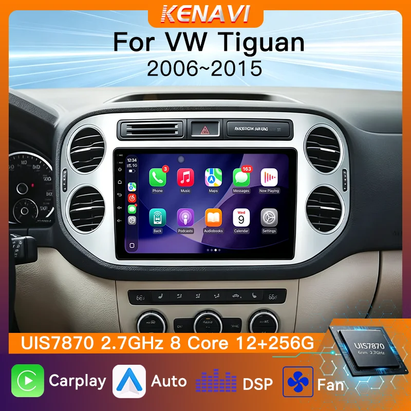UIS7870 Car Stereo Radio Wireless Carplay Android Auto For VW Tiguan 2006‑2015 GPS Center Multimedia Player AM FM RDS Head Unit