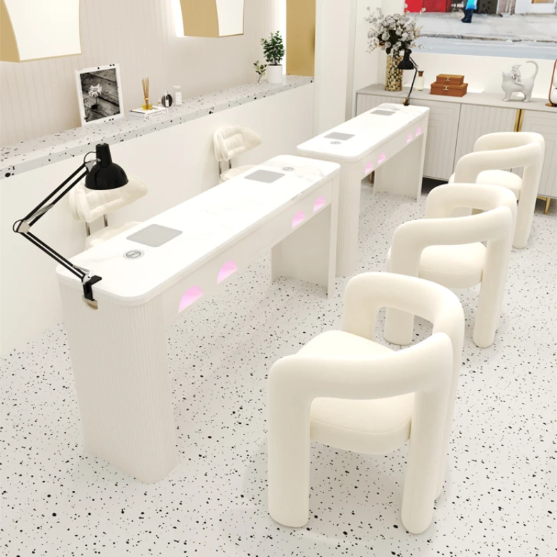 Profesional Design Nail Desk Chairs White Aesthetic Nordic Nail Table Vacuum Cleaner Scrivania Per Unghie Salon Furniture