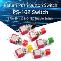5-50PCS PS-102 3Pin C-NO-NC 6mm Mini Momentary Automatic Return Push Button Switch 2A250VAC/5A 120VAC Toggle Switches MTS-102