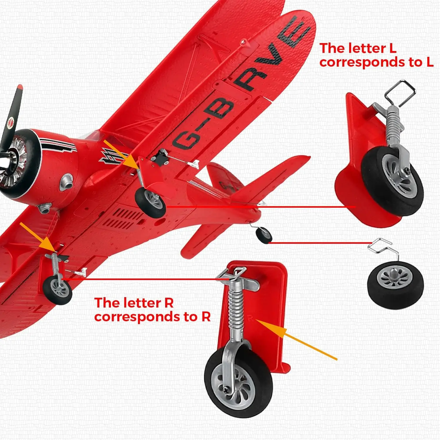 Roue de train d'atterrissage pour avion WLtoys A300 Beechcraft D17 RC, pièces de rechange pour avion RC sans balais WLtoys, pièces d'avion planeur (rouge)