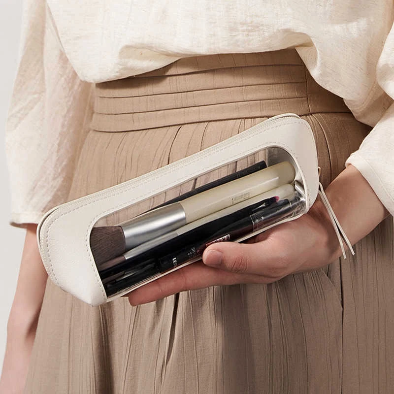 

Простая водонепроницаемая прозрачная сумка для визуальных ручек из искусственной кожи в стиле ins, студенческая сумка для канцелярских принадлежностей, многоцветная опция