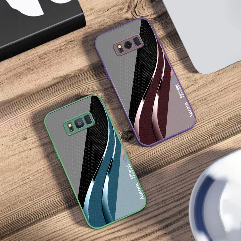 

High end leather texture For Samsung S25 S25 Edge S25Ultra S8 9 S10 20 U ltra S21 Pro 22 Plus S23 FE S24 Ultra Glass Phone Case
