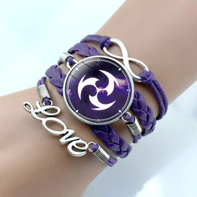 Genshin Impact Cosplay Bracelet Anime 7 Elements Hand Knitting Bracelets Lover Xmas Gifts