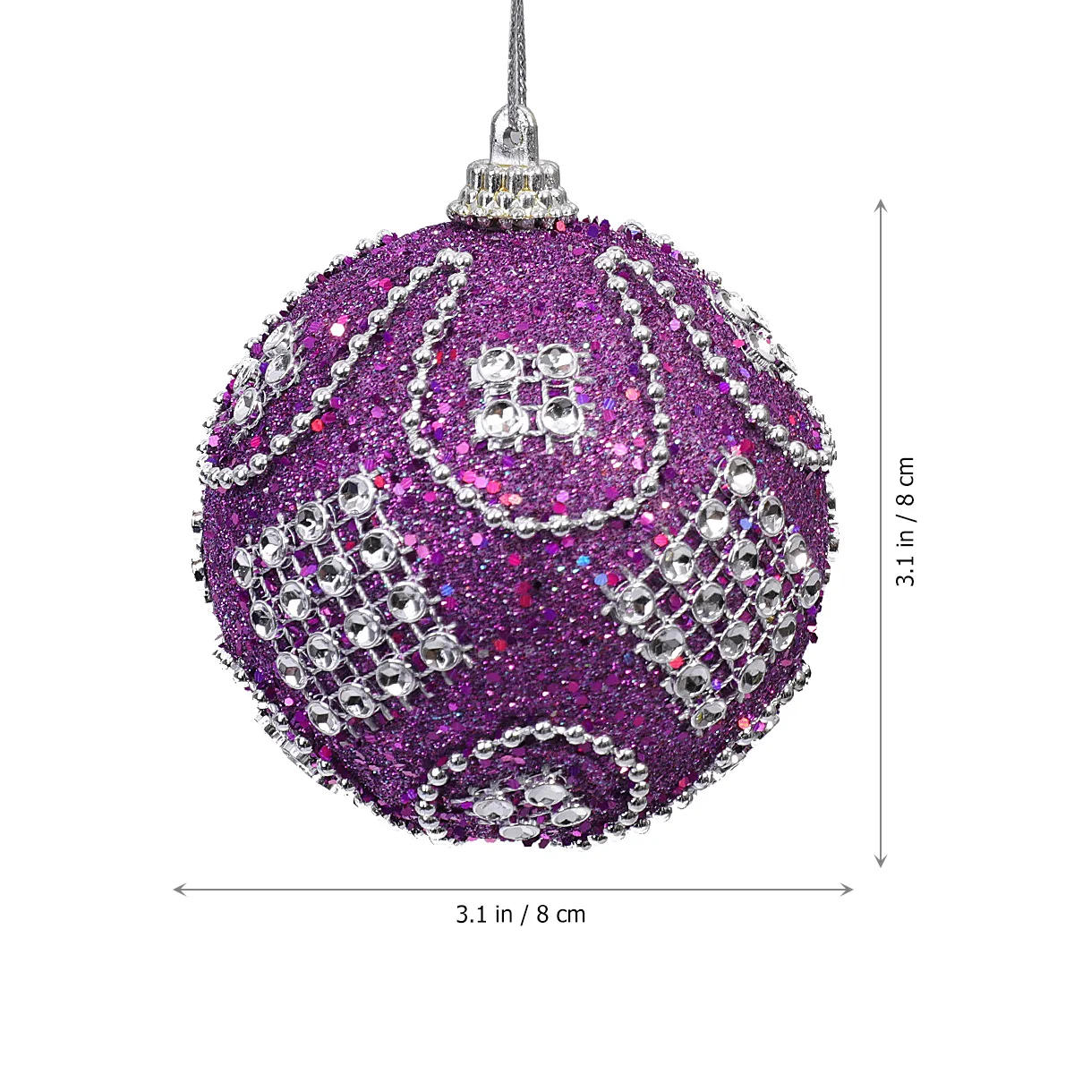 

3 pcs 8Cm Christmas Ball Hanging Ornament Crystal Decor For Tree Table Centerpiece Banister Home Cafe Shop Party Wedding Holiday