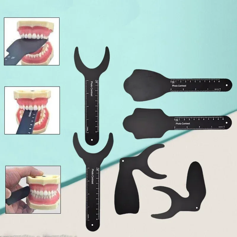 6Pcs Dental Photo Contrast Board Black Background Autoclavable Display Board for Dental Photography Clinic
