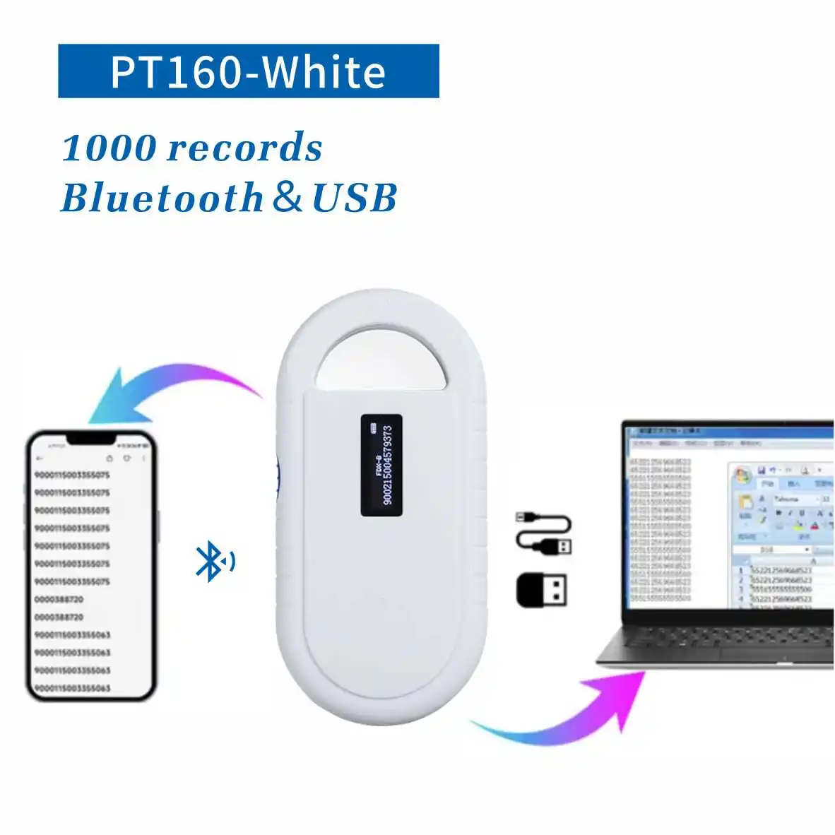 Bluetooth version 134.2Khz Chip Transponder FDX-B Scanner ISO11784/5 Animal RDID USB Dog Cat Horse Handheld Microchip Scanner