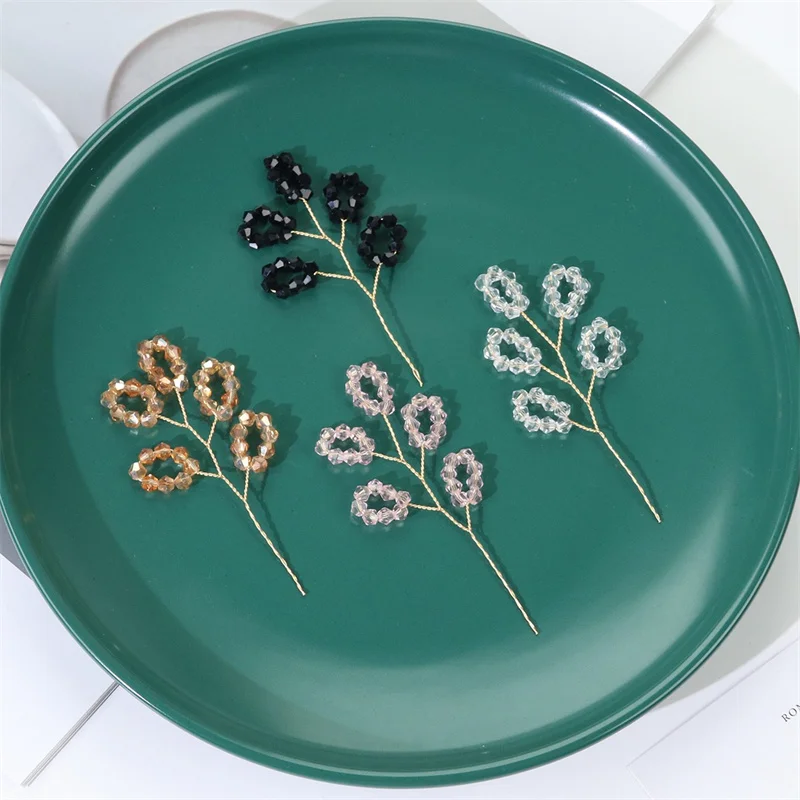 

Wholesale 30pcs/lot color glass beads handmade Weaving cartoon flowers shape beads diy jewelry garment hair accessory