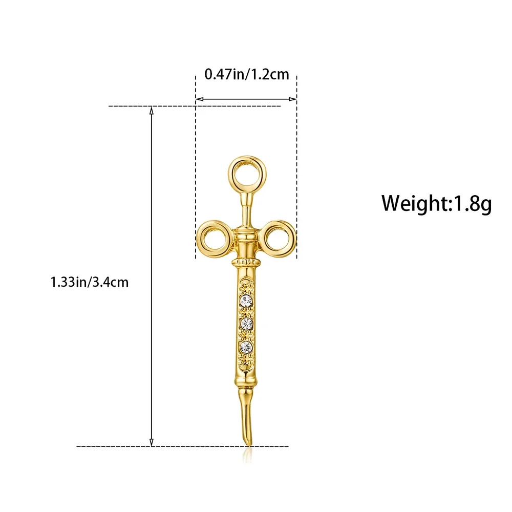 DCARZZ with Crystal Syringe Pin Medical Jewelry Doctor Nurse Lapel Backpack Brooch Badge Charm Medicine Gifts