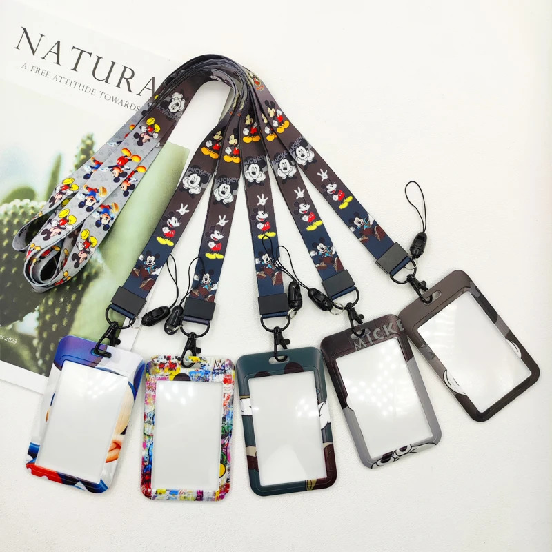 ديزني ميكي معرف شارة حامل الرقبة حزام الباب حاملي بطاقات اسهم الفتيات الفتيان ديزني المفاتيح حامل الاعتماد الصغيرة الاطفال هدية