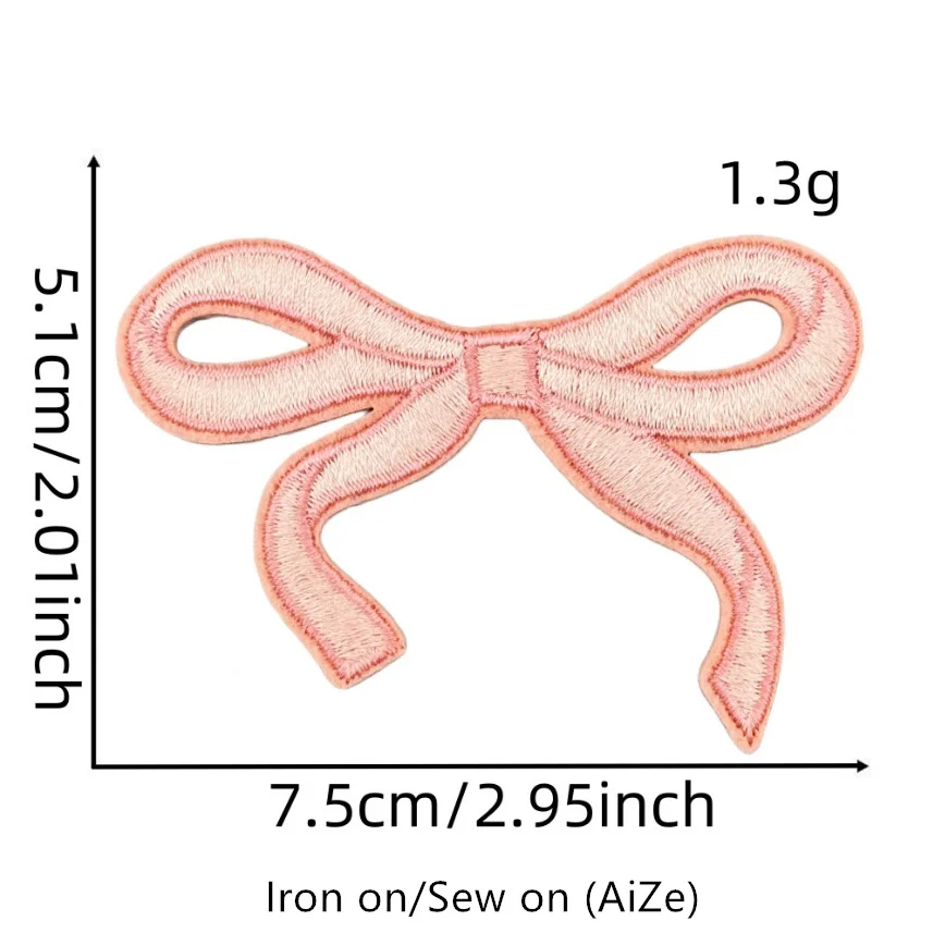 10 Pcs Bowknot Embroidered Patches Iron On Clothing Hat Bag Shoe Repair Material Phone Gift Box Decor DIY Accessory