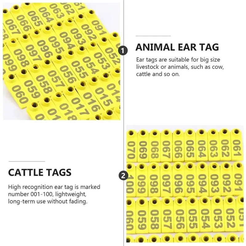 DTA4-100Pcs Livestock Identification Tags With Ear Tag Pliers Animal Number Tags For Goats Sheep,TPU Ear Tags For Management