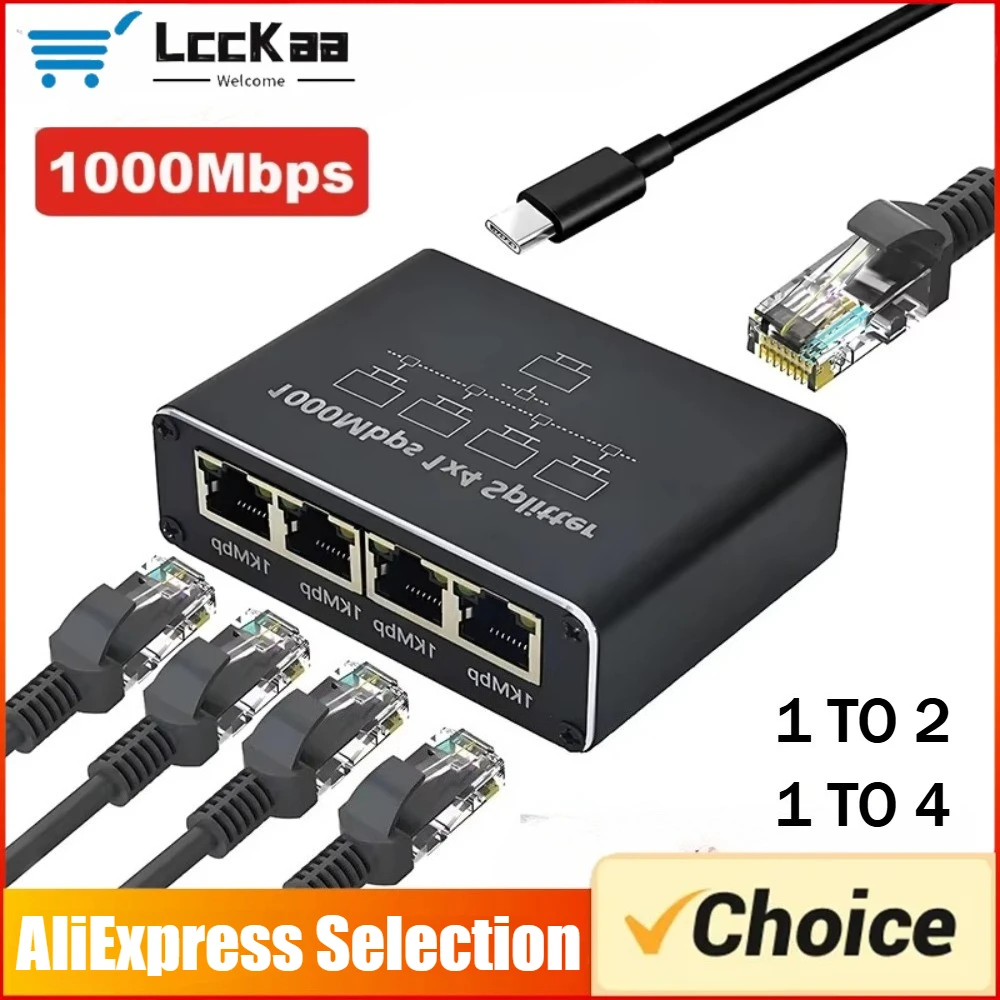 Commutateur Ethernet Gigabit, séparateur RJ45, adaptateur d'extension LAN Gigabit, connecteur réseau 1000 Mbps pour routeur, PC, ordinateur portable, boîtier TV