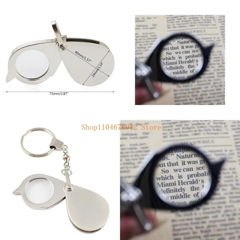 

5asd 15X Mini Keychain Pocket Magnifier Portable Foldable Glass for Maps