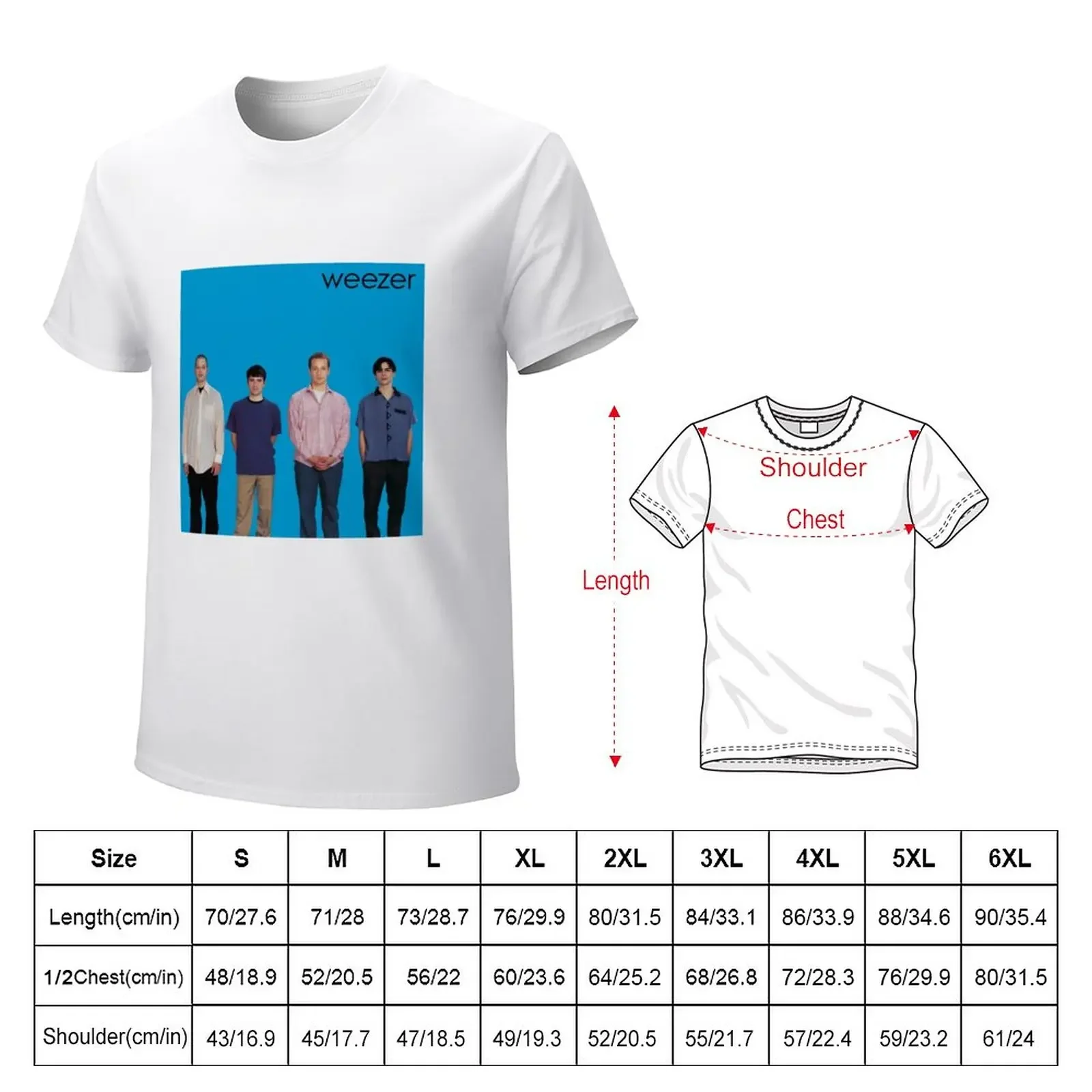 Weezer blue album T-Shirt anime anime clothes oversizeds mens vintage t shirts