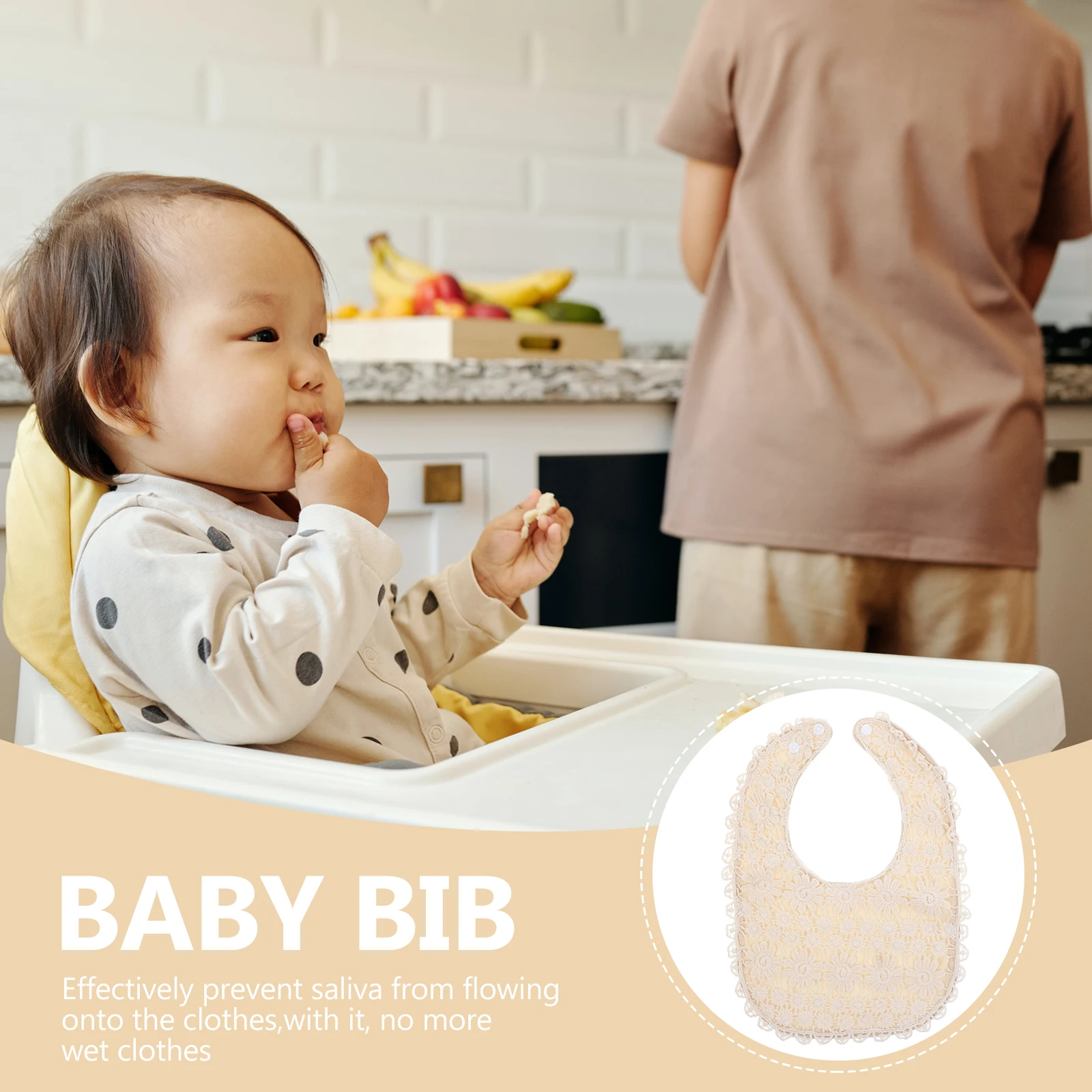 

2pcs Baby Drool Bibs Cotton Absorbent Bib Newborn Button Design Soft Lightweight Reusable Feeding Bibs For Baby Shower Gift