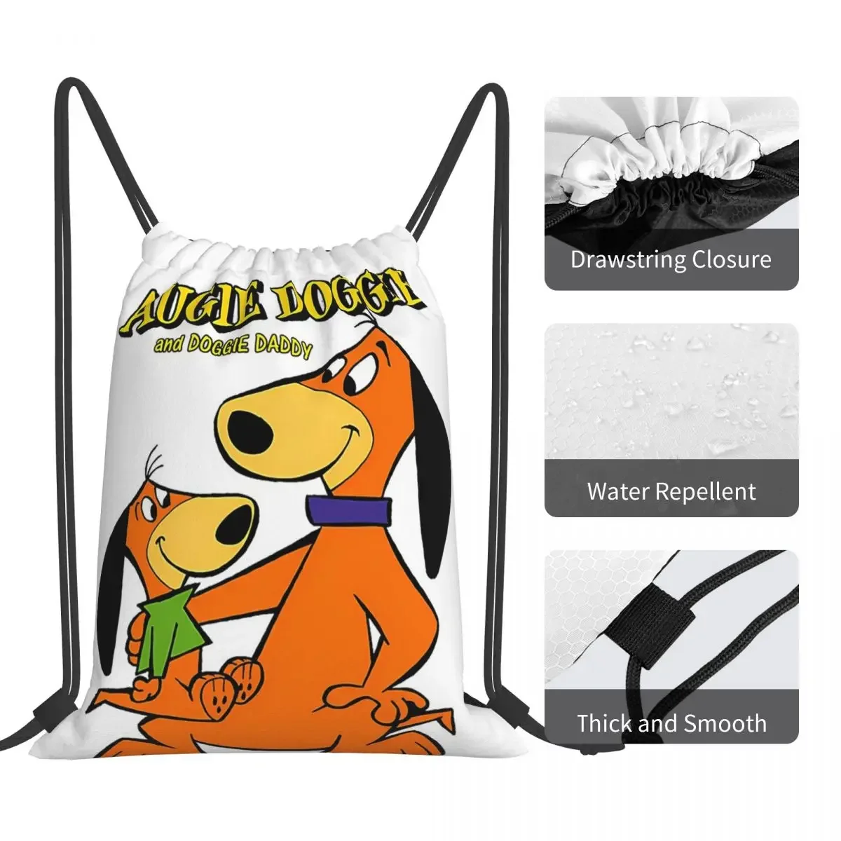 Augie Doggie Pai e Filho Mochilas, Sacos de Cordão, Drawstring Bundle Pocket Storage Bag, Bookbag para Estudantes