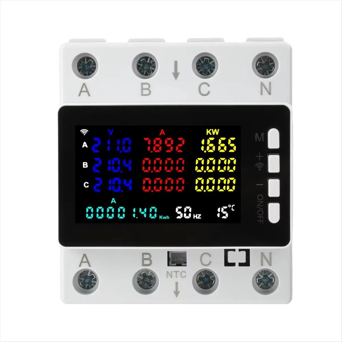 !【New Factory 】Tuya WIFI Intelligent HD Color Screen Three Phase 4Wire Rail Current Voltage Meter Electricity Power Meter