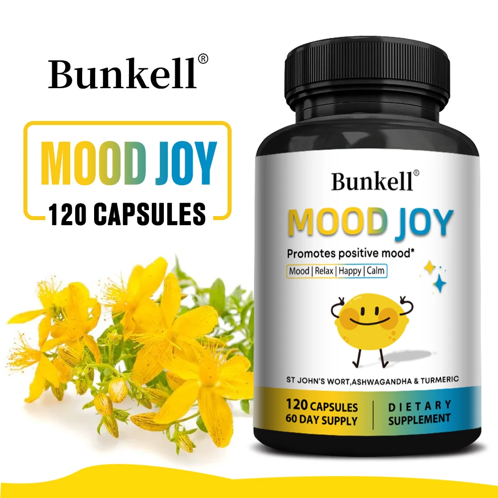 Mood Joy - Premium St. John's Wort, Ashwagandha & Turmeric - Promotes Naturally Calm & Relaxed Mood, Spiritual & Brain Health