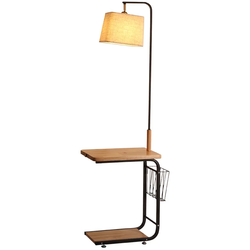 

Floor lamp with shelf living room coffee table bedroom bedside lamp Nordic light luxury USB wireless charging vertical desk