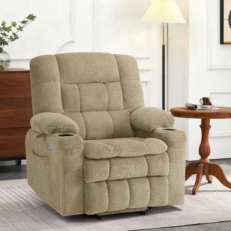 Small Dual Motor Power Lift Recliner Chair Sofa with Massage and Heat for Elderly People Petite, Infinite Position, USB Ports