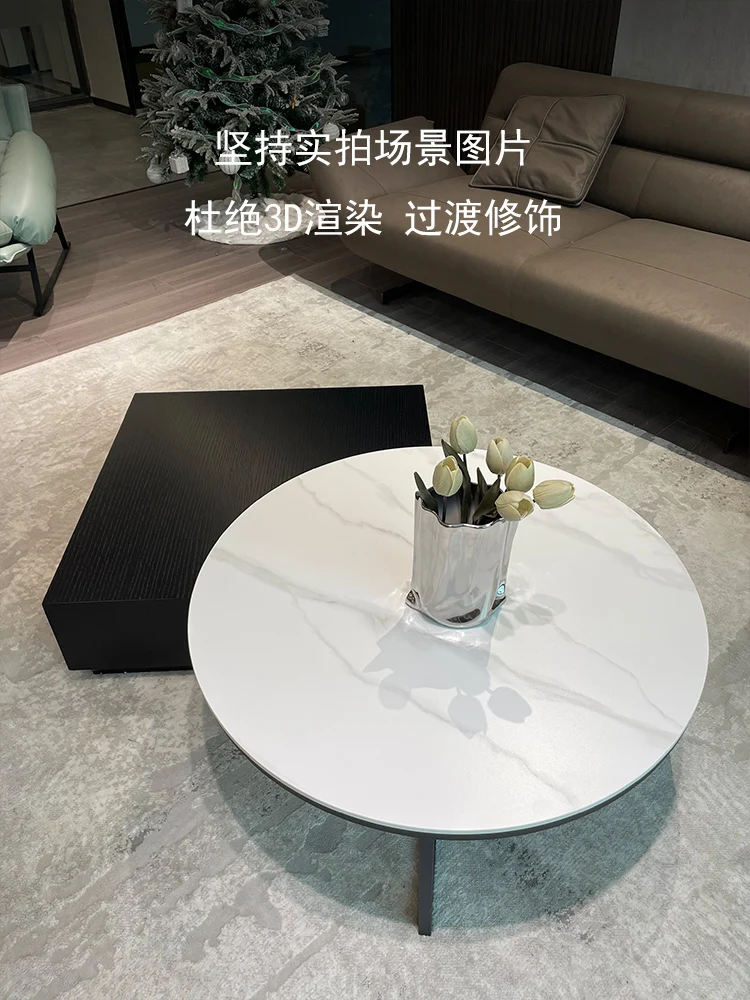 Abnormality Italian minimalist and luxurious modern size square and round combination coffee table