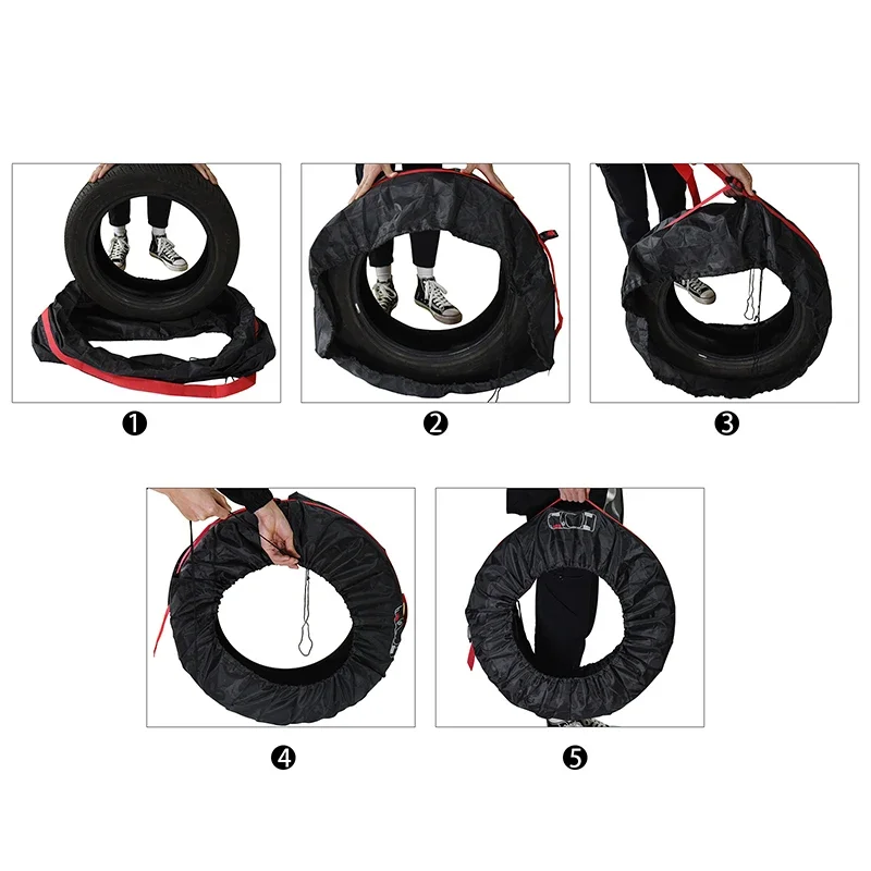 4PCS Car Spare Tire Cover Case Polyester Auto Wheel Tires Storage Bags Vehicle Tyre Accessories Dust-proof Protector Styling