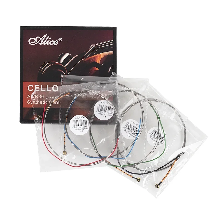 Alice AWR30 Cello Strings Ni-Cr Winding and Multifilament Synthetic Nylon Core For 4/4 Cello Performance Using Cello Strings