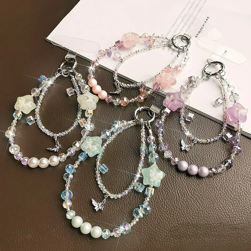

Luminous Star Mobile Phone Pendant, Ins Crystal Beaded Bag Pendant.