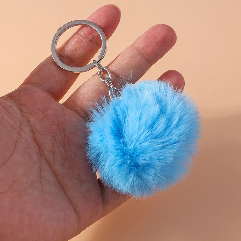 Mode Candy Farben Plüsch Ball Schlüsselbund für Auto Schlüssel Halter Frauen Mädchen Handtasche Anhänger Schlüsselanhänger Zubehör DIY Schmuck Geschenke – Detail 2