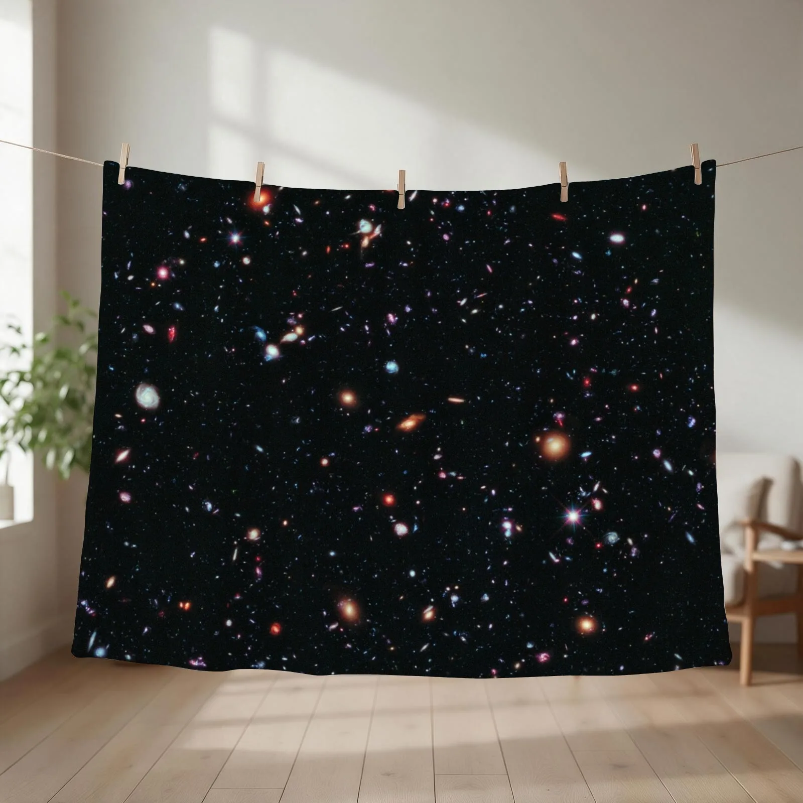 Hubble Extreme Deep Field Image of Outer Space Throw Blanket couch cozy soft plush fuzzy picnic outdoor blanket