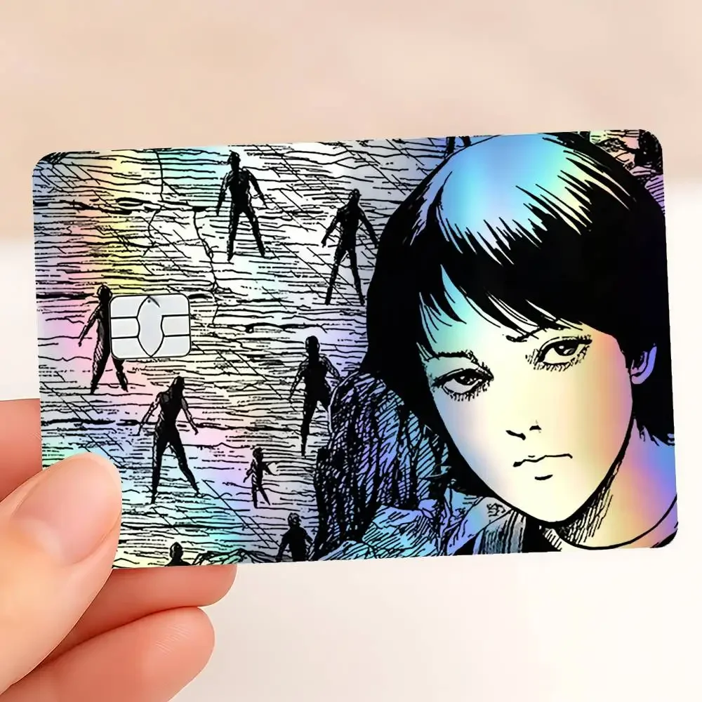Japan Anime Junji Ito Cartoon Card Skin Sticker For Debit Credit Card Laser Reflective