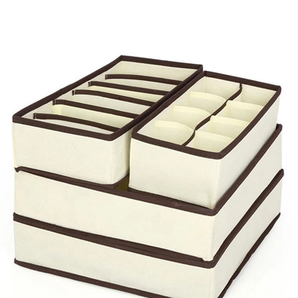 

4Pcs Non-Woven Fabric Storage Box Multi-Compartment Underwear Organizer Socks Panties Drawer Divider Space-Saving Underpants