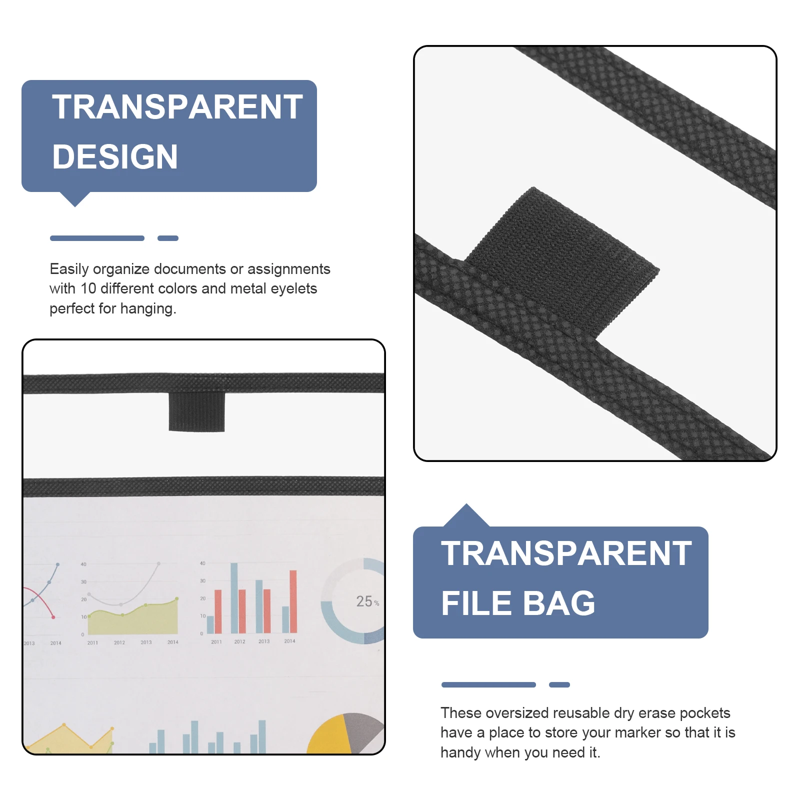 

6Pcs Transparent Reusable Dry Erase Pockets PVC Writing Sleeves for Classrooms Restaurants Offices Teaching Supplies School