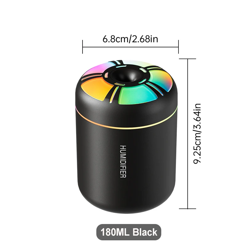 Ultrasonic 5V USB 180ml Humidifier Mist Maker Car Aroma Diffuser Essential Oil Purifier with RGB Ambient Lamp DIY Air Fresher image 6