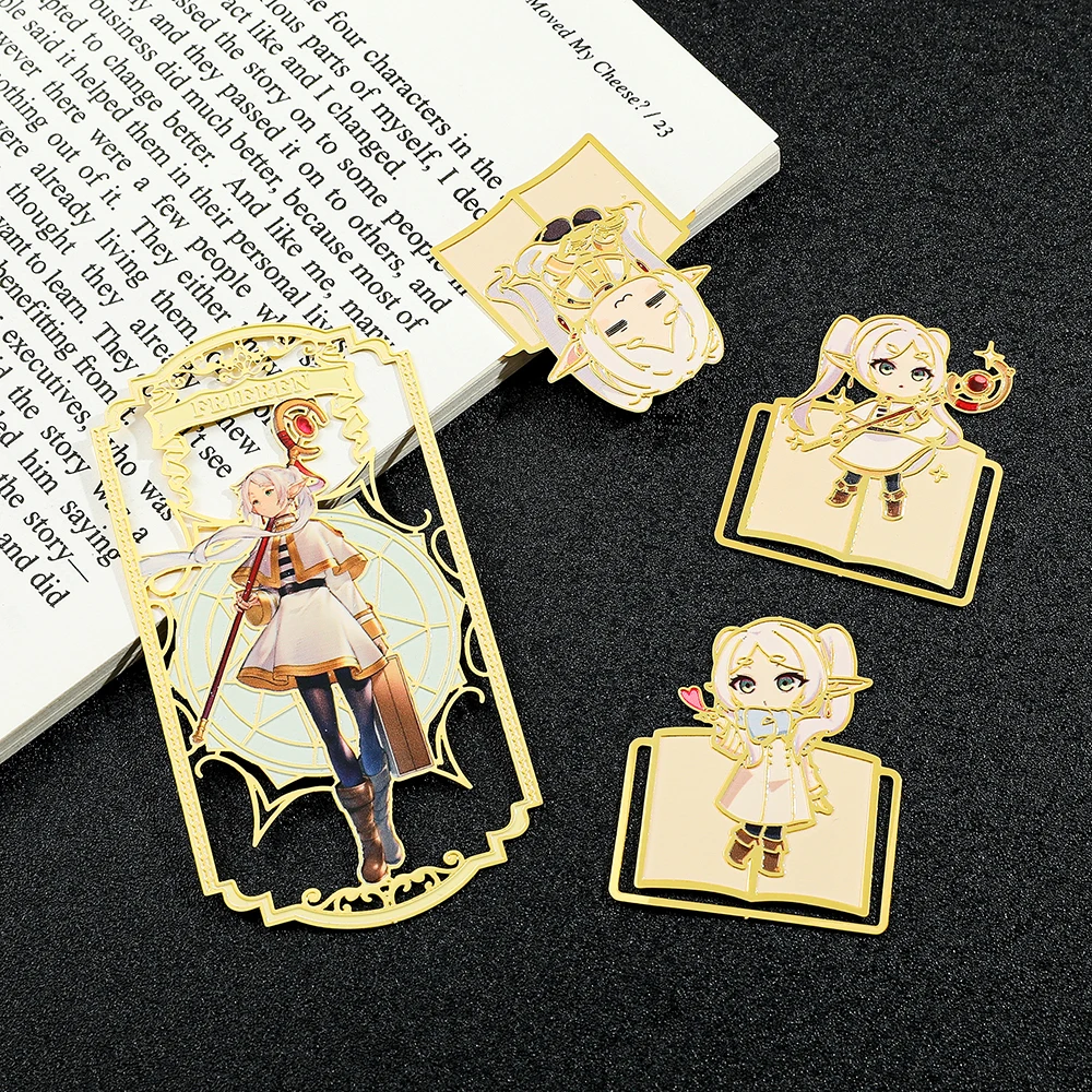 1 قطعة حامل كتب مرجعي مجوف ذو طابع كرتوني ذهبي عالي الجودة، نمطين، للتعلم والمكتب والقراءة.