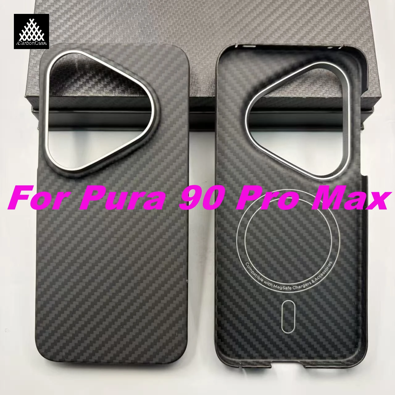 

For Huawei Pura 90 Pro Max Magnetic Real Aramid Kevlar Fiber Case with Magsafe Super Light Slim Protective Business Phone Cover