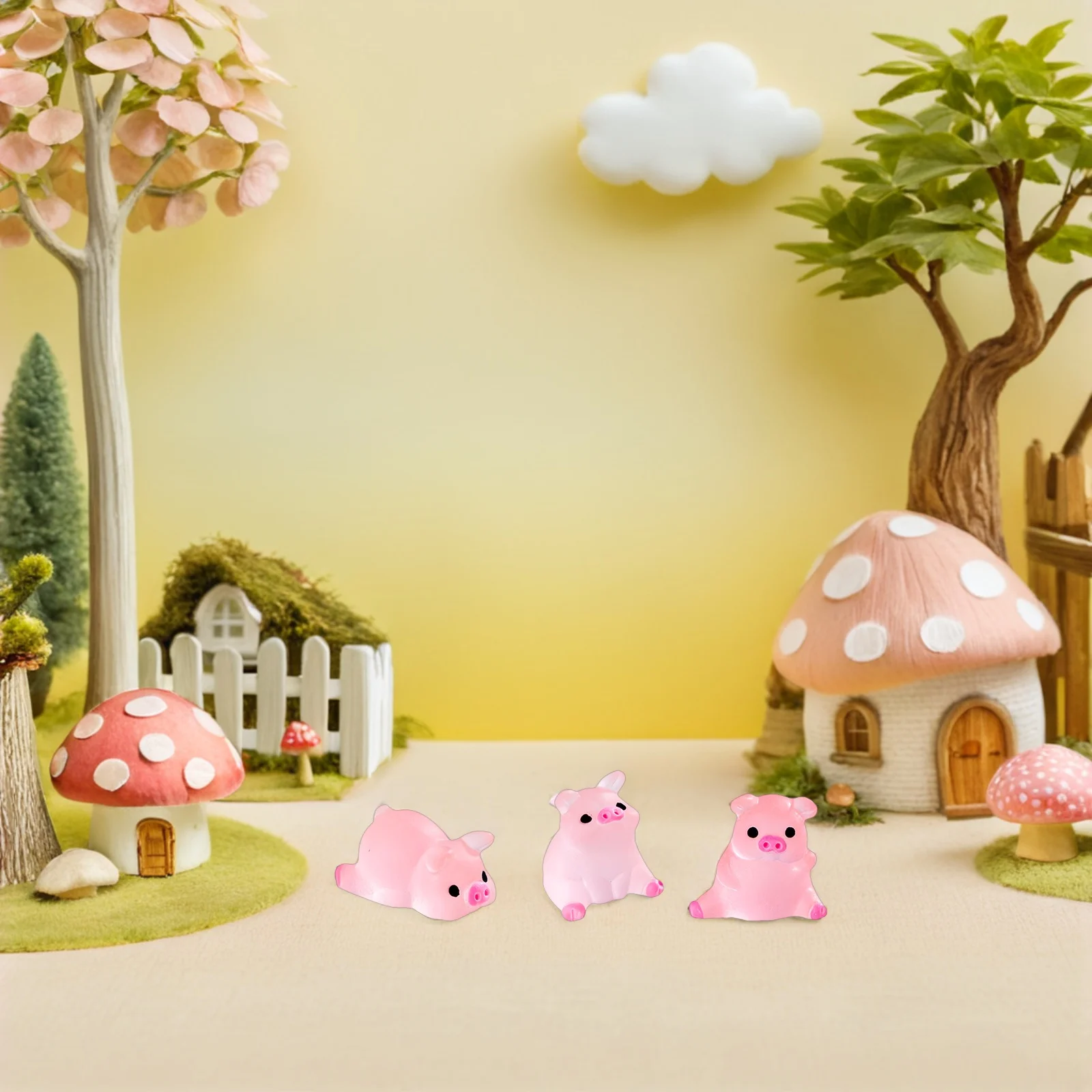 

24 Pcs Luminous Ornaments Reaslistic Figurines Resin Animal Household Miniature for Crafts Sculpture Small Pink Statue