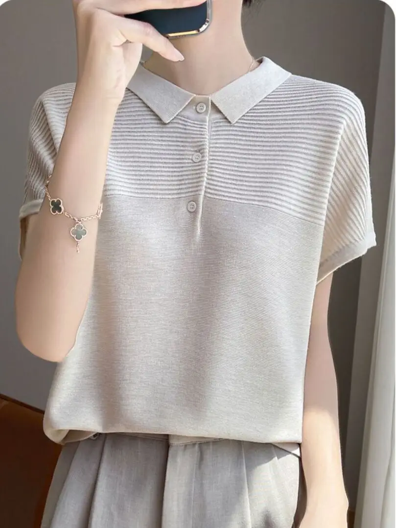 

Свободная футболка из ледяного шелка Ne ort Sve, женская летняя повседневная футболка для похудения, модный молодежный легкий легкий стандартный крой