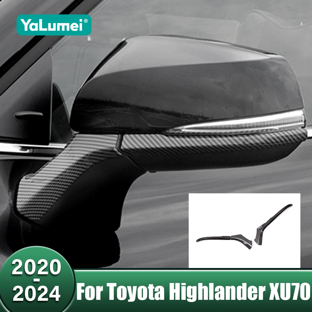 

Car Side Door Rearview Mirror Cover Molding Trims Protector Strip For Toyota Highlander XU70 2020 2021 2022 2023 2024 Hybrid