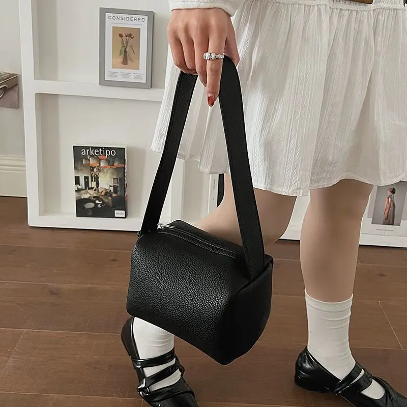 Minimalist Solid Color Fashion Soft PU Leather Large-capacity Square Storage Bag Handbag Wallet Crossbody Bag Unisex Purse