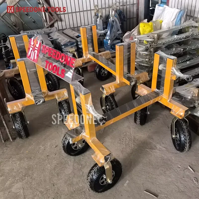 Heavy Duty Industrial Granite Marble Slate Moving Cart Four Wheel Hand Pushed Safety Loading Truck for Stone Slab Transport