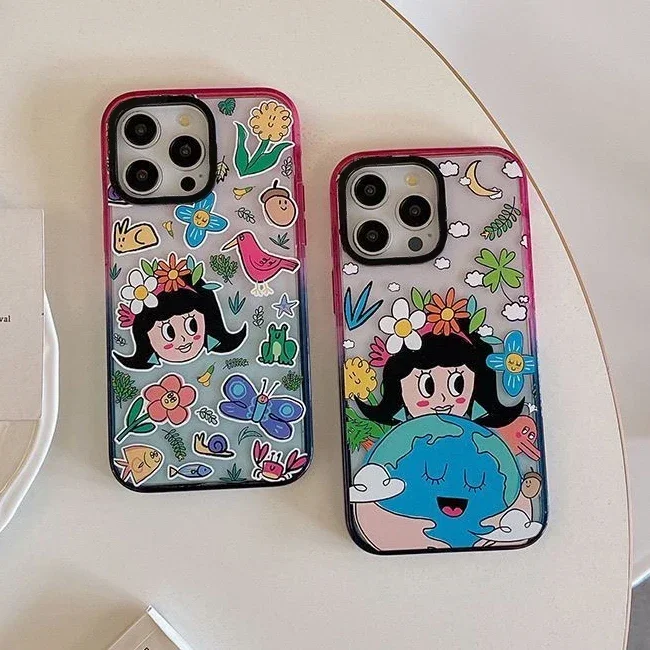 

Environmental Protection 2.0 Acrylic Colorful Border Phone Case Cover for IPhone 11 12 13 14 15 16 Pro Max Case