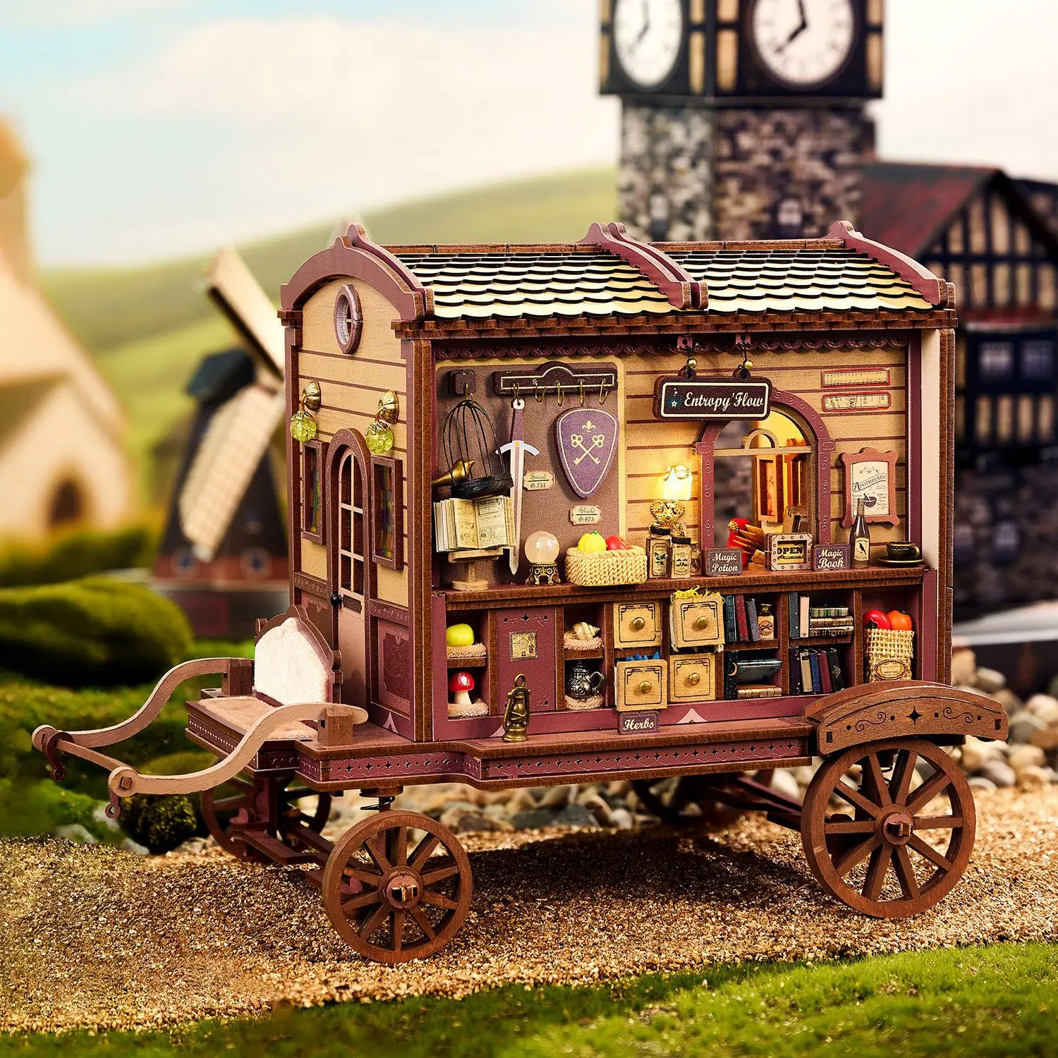 DIY Entropy's Flow Casa Kit de modelo en miniatura de madera rompecabezas 3D cabina mágica casas de muñecas con muebles Casa de muñecas para regalos de amigos