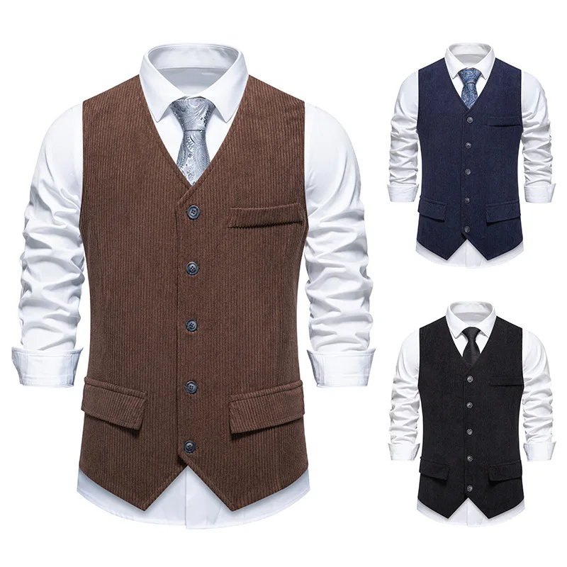 

Мужской вельветовый жилет в стиле ретро, новая модель M36, приталенный крой, V-образный вырез, повседневная одежда, весенний сезон, модный жилет