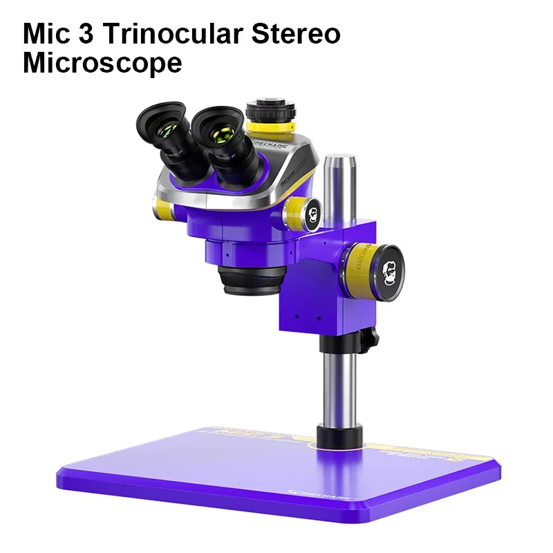 MECHANIC Mic3 Trinocular Stereo Microscope with Wide-angle Eyepiece 7-50X Continuous Zoom for Phone PCB Welding Microscope Tool