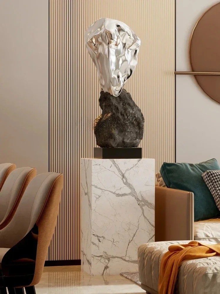 Modern Light Luxury Special-Shaped Stone GRP Sculpture Floor Large Decoration Lucky Stone Hotel Club Sales Office