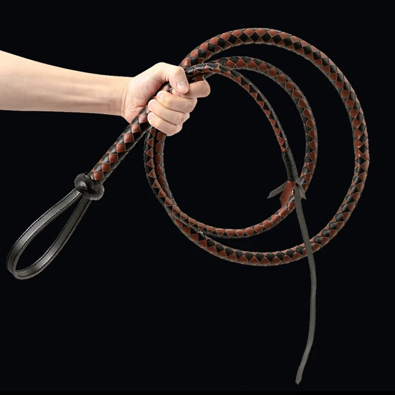 

240cm Genuine Cow Leather Bull Whip Training Tool Equestrian for Horse Whip Bull Whip, Riding Crop Whip