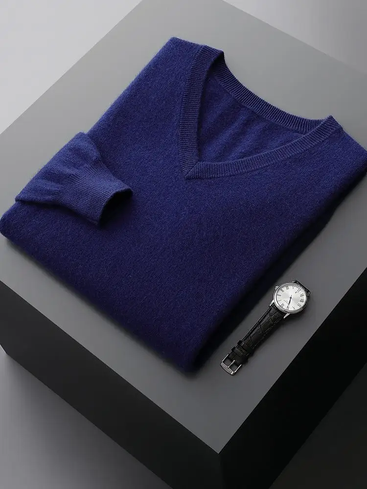 

MEELEX осень-зима мягкий теплый пуловер рубашка классический мужской свитер из 100% чистого кашемира с v-образным вырезом простая повседневная мужская вязаная верхняя одежда