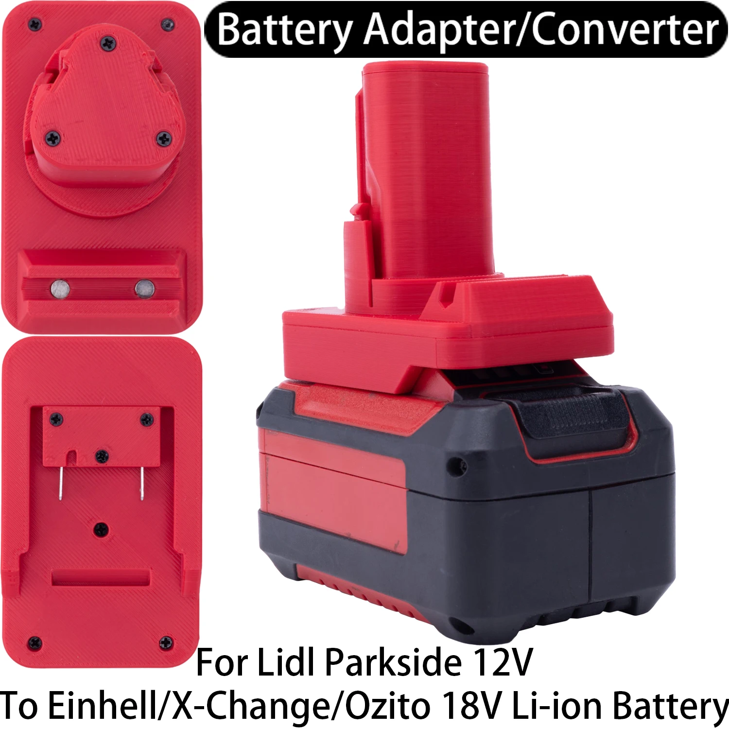 

Adapter/Converter for Lidl Parkside 12V Li-Ion tools to Einhell/X-Change/Ozito 18V Li-Ion Battery Adapter Power Tool Accessory